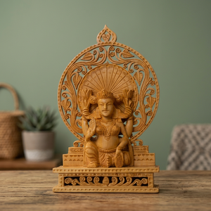 Figura de Diosa Hindú Tallada en Madera, Hecha a Mano, Ecológica, Decoración Religiosa para el Hogar, Coleccionable, Redonda, Independiente - Product Image 3