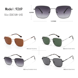 Gafas de Sol Unisex con Marco Metálico Rectangular, Lentes Grises Degradados, 100% Protección UV, Protección Solar para Adultos - Product Image 3