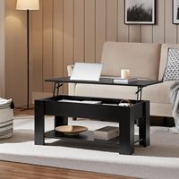 Table basse en bois relevable avec grand rangement dissimulé pour salon, table à manger en bois avec plateau relevable – Vente en gros