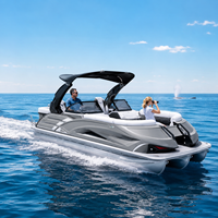 Bateau ponton en aluminium soudé de 22 pieds, 12 places, avec salon avant, arche électrique, console LCD, certifié CE, pour la pêche et les centres de villégiature