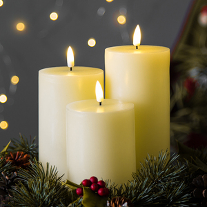 Matti's home décoration 3D real flame ensemble de 3 piliers lisses d3 ''ivoire minuterie <span class=keywords><strong>télécommande</strong></span> <span class=keywords><strong>LED</strong></span> bougie - Product Image 2