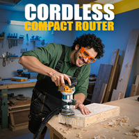 Router Kayu Tanpa Kabel 800W Grosir, 6 Kecepatan 12000-28000 RPM untuk Baterai 20V dengan 6 Mata Bor dan Pemandu