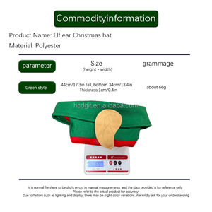 Chapeau de Noël Elfe avec Oreilles Rayé Rouge et Vert pour Clown et Décorations de Fête - Product Image 3