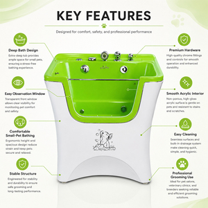 Bac de toilettage vétérinaire compact en acrylique blanc, ergonomique, pour petits <span class=keywords><strong>animaux</strong></span>, idéal avant la chirurgie - Product Image 6