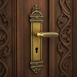 Ensemble de poignées de porte et de fenêtre en laiton doré foncé vintage de haute qualité, serrure de sécurité durable en alliage de zinc pour porte en bois de luxe - Product Image 4