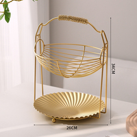 Corbeille à fruits en métal de style moderne et luxueux, avec poignée, grande capacité, rangement à deux niveaux, pour la maison