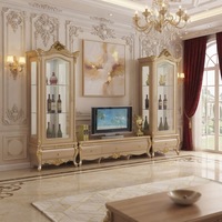 Meuble TV moderne minimaliste en bois blanc avec bande LED et étagères à éclairage réglable en couleur, mobilier pour la maison