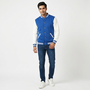 Custom <b>Men's</b> Hooded Varsity <b>Jacket</b> Stand Collar 100% Cotton Woven Fabric Coated Front Windproof & Breathable Autumn Casual Style - Product Image 1