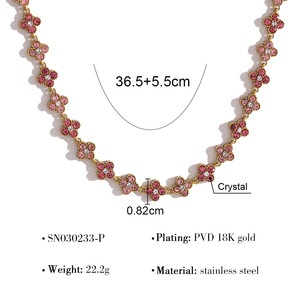 Set di <span class=keywords><strong>Gioielli</strong></span> in Acciaio Inossidabile 316L con Bracciale e Collana a Quadrifoglio con Zirconi, Accessori per Donna - Product Image 6