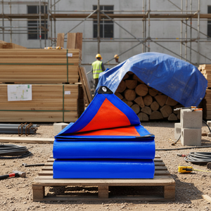 Bâche en PE double face bleue et orange, imperméable, anti-UV, avec œillets <span class=keywords><strong>pour</strong></span> couverture extérieure - Product Image 2