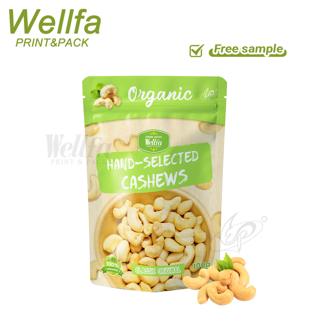 Customized Logo Environmentally Friendly PE Mono Material Nut Packaging Dried Fruit Independent Bag Top Zipper Stand up Pouch