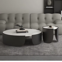 Ensemble de table d'appoint italienne moderne et minimaliste pour café et thé dalle de roche créative mère enfant fer métal meubles de salon de luxe pour la maison