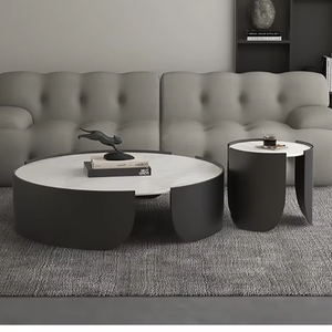 Tavolino da tè moderno e minimalista italiano con lastra di roccia creativa madre bambino in metallo, mobili da salotto di lusso - Product Image 2