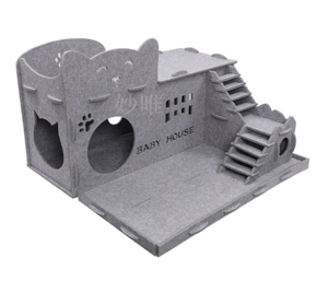 Casa para Gatos Ecológica de Fieltro con Diseño de Huella de Pata, Desmontable y Plegable, Cabaña para Mascotas, Escondite Acogedor para Gatitos, Capacidad de 66L - Product Image 3