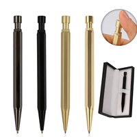 Nouveau stylo bille hexagonal en métal noir et or avec logo personnalisé, écriture fluide, clip métallique pour le bureau et les affaires