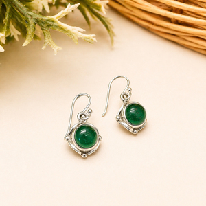 Pendientes de Plata de Ley 925 con Ónix Verde, Joyería Hecha a Mano con Piedras Preciosas para Mujer - Product Image 1