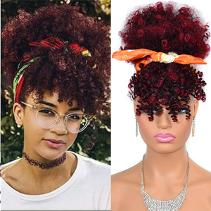 High Puff Afro Curly Peluca con cordón de cola de caballo Short Afro Kinky Clip-On para trenzar el <span class=keywords><strong>cabello</strong></span> - Product Image 2