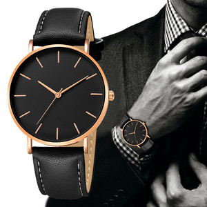 Amoureux de la mode chaude montres hommes et femmes décontracté bracelet en cuir montre-bracelet à Quartz minimaliste Couple montre cadeaux - Product Image 1