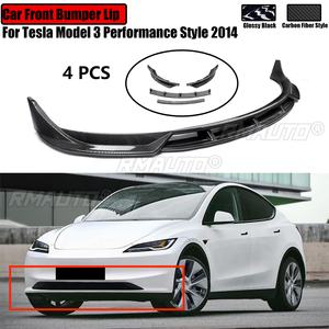 For Tesla Model 3 Performance Style 2024 Car Front Bumper Lip Diffuser Splitter Spoiler Trim Glossy Black Carbon Fiber Style - Product Image 1