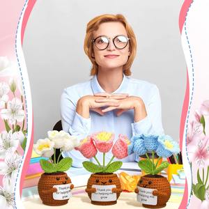 Regalos de agradecimiento para profesores, muñeco de ganchillo, orquídea con tarjeta, Gracias por ayudarme a crecer, Decoración de cumpleaños para el hogar y la Oficina - Product Image 5