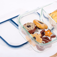 Boîte de préparation de repas hermétique compatible micro-ondes, bento 2/3 compartiments, boîte à lunch en verre borosilicate haute résistance avec séparateur