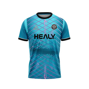 HEALY Dry Fit Polyester Sublimatie T-shirts Fabrikant Op Maat Voetbal V-hals T-shirts Heren - Product Image 3