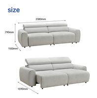 Nordisches Modernes Luxus-Schlafsofa 40cm Elektrisch Betrieben Komfortables Ausziehbares Schlafsofa für Villen mit Hochleistungs-Stoffbezug