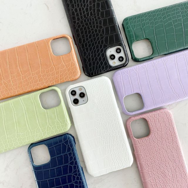 Trendy Brand crocodile Grain Leather Phone case for iPhone 11 12promax X/XR Half-pack Hard case 13 Pro Max