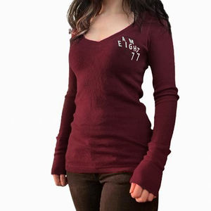 Camiseta de Manga Larga con Estampado de Letras Estilo Urbano Americano para Mujer, Color Sólido, Corte Ajustado, Informal, Básica - Product Image 3