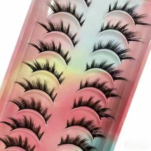 Pestañas Postizas de 12 mm, Juego de Diez Pares, Serie Fox, con Base Rígida, Forma de L, Inclinadas, Cortas por Delante y Largas por Detrás, Estilo Fox - Product Image 1