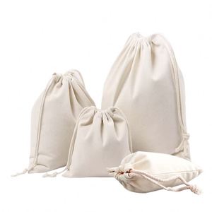Sac à cordon écologique en toile de coton naturel avec votre logo pour l'emballage et le rangement de bijoux - Product Image 1
