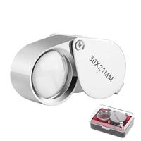 Wholesales 10x21mm Glass Jeweler Loupe Loop Eye Magnifier Magnifying Glasses Metal Body Silver
