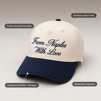Casquette de baseball personnalisée avec broderie script, couronne crème, visière contrastante, casquette snapback OEM ODM, plusieurs couleurs