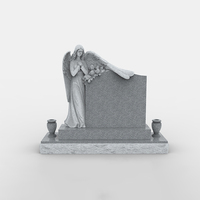 Monument funéraire moderne en granit blanc de Fujian, unique et personnalisé, avec un ange et une colombe, pour jardin