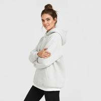 Hoodie Wanita Oversize Custom, 100% Katun Rajut Berkualitas Tinggi, Sweatshirt Polos Berkerudung untuk Wanita, Pakaian Kasual