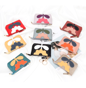 Monedero Mini de Cuero Genuino para Mujer con Llavero, Nuevo Diseño de Moda con Cierre de Cremallera y Flores - Product Image 3