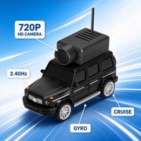 Voiture RC à l'échelle 1:64 rapide avec caméra WiFi HD 720P FPV, télécommande 2.4G, contrôle par application, régulateur de vitesse 3 vitesses, lumières LED, étui de rangement, cadeau pour enfants