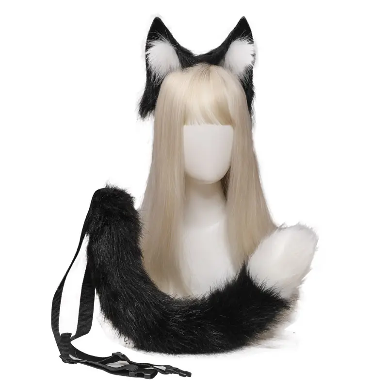 Hand Made Net Celebrity Live Performance Plush Animal Ears Animal Tail Props Fox Ears Tail Accessories Set Cosplay Ears And Tail