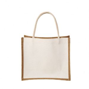 Bolsas de Yute Blancas con Asas, Ecológicas, Reutilizables, para Compras y Regalos, para Damas de Honor - Product Image 1