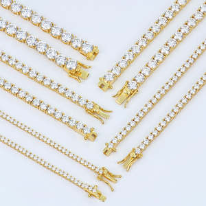 Collar de tenis de moissanita chapado en oro 925 con diamantes blancos claros VVS, joyería de hip-hop al por mayor - Product Image 1