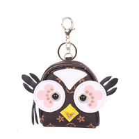Mini sac à dos porte-monnaie porte-clés en forme de hibou mignon avec imprimé, en cuir PU, petit sac de rangement, breloque pour femmes et filles, usage quotidien