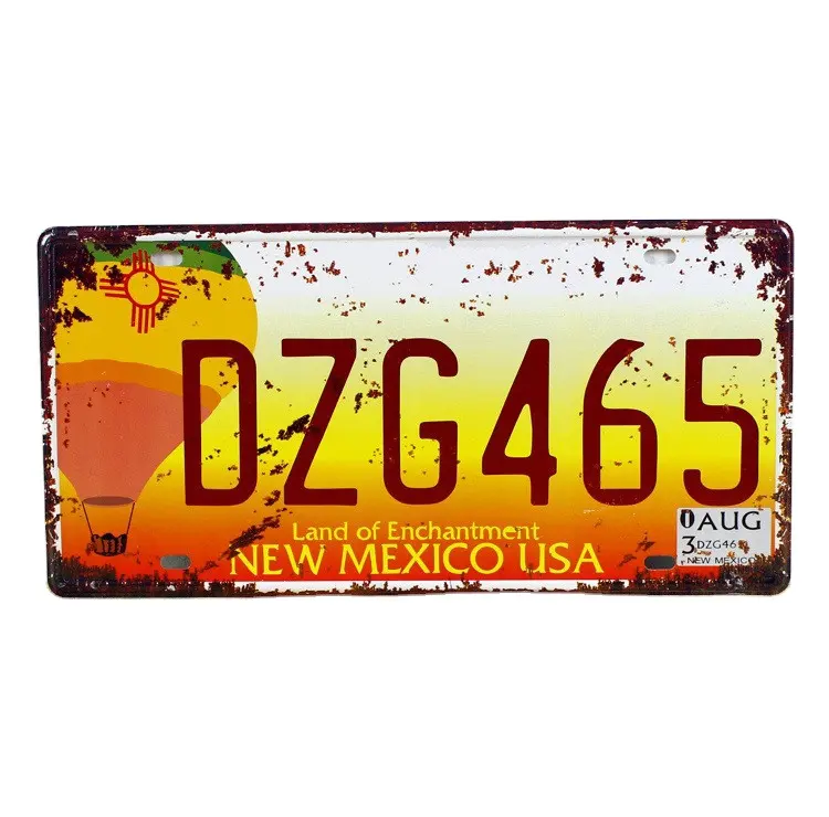 Decoration Carplate Accessories Custom Design Vintage Rustic Tin Number Plates Aluminum Car Tag Plate For License Plates
