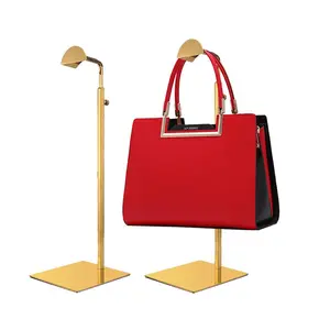 Kainice New Design Adjustable Purse Display Stand Metal Single Hanging Hook Bag Display Metal Base Handbag Display Stand