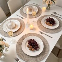Set de table rond en corde de coton, tressé, résistant à la chaleur, pour table à manger