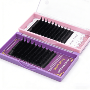 Extensions de <span class=keywords><strong>cils</strong></span> volume effet <span class=keywords><strong>bouquet</strong></span> de fleurs, en PBT coréen, faites à la <span class=keywords><strong>main</strong></span>, faciles à éventailer, noir mat - Product Image 6