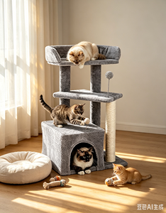 Árbol para <span class=keywords><strong>Gatos</strong></span> Extra Grande de Lujo Personalizado por el Fabricante, Torre Resistente de Madera de Estilo Moderno, el Más Vendido, con Rascador de Sisal para <span class=keywords><strong>Gatos</strong></span> <span class=keywords><strong>Grandes</strong></span> - Product Image 1