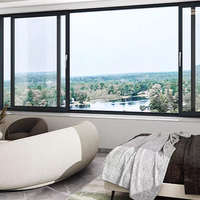 2025 ventana corredera moderna de vidrio templado de doble capa a prueba de viento aleación de aluminio a prueba de mosquitos Horizontal para sala de estar