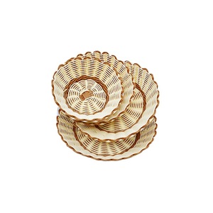 Handmade Imitation Rattan Woven <b>Basket</b> Round <b>Plastic</b> Storage <b>Basket</b> For Fruit Vegetable Candy Snack Household Use - Product Image 2