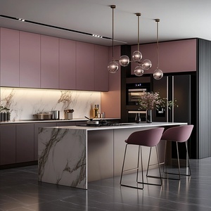 Modern Tasarım Komple Mutfak Dolabı Depolama Su Geçirmez Dolaplar Kuruluma Hazır Paslanmaz Çelik Mutfak Mobilyaları - Product Image 2