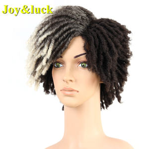 Perruque synthétique dreadlocks brunes — noble, perruque ombre africaine pour femmes noires, perruque raie latérale naturelle courte, boucles Faux Crochet, perruque dreadlocks - Product Image 4
